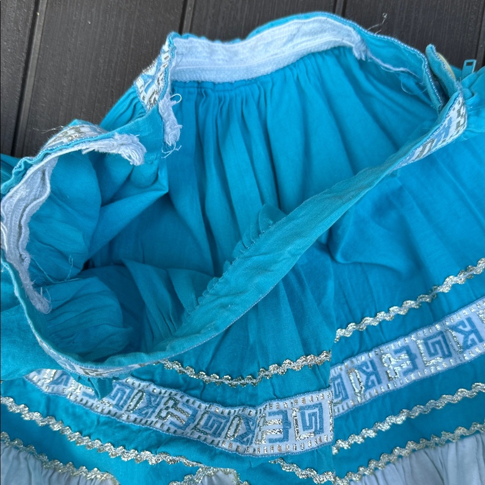 Vintage Vibrant Blue Full-Circle Retro Glam Square Dance Gypsy Midi Skirt - Picture 14 of 16